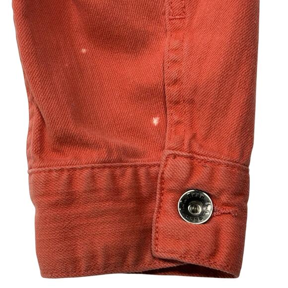 L.L. Bean Women's XS Orange Denim Jean Jacket Button Front Classic Fit - Picture 5 of 10
